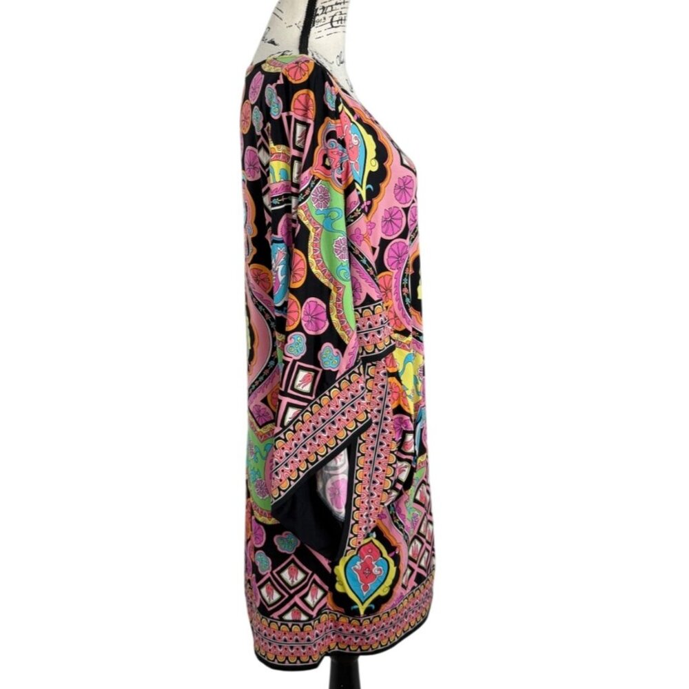 Trina Turk Womens Size M Colorful Tunic Dress With Kimono Sleeves Cover-Up - Picture 2 of 6